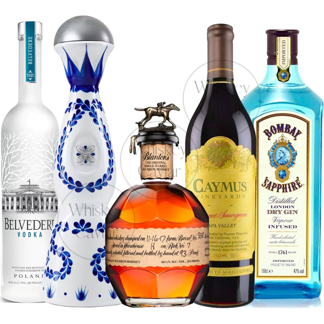 Blanton's, Clase Azul, Caymus Cabernet, Belvedere Vodka, & Bombay Gin –  Whiskey Caviar