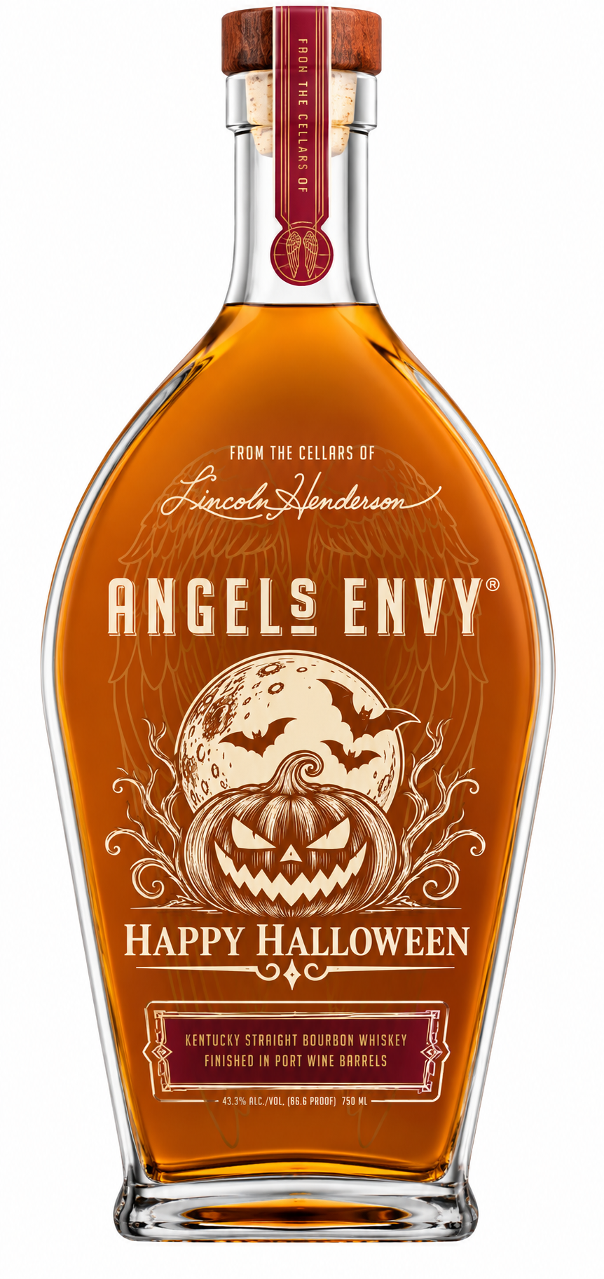 Engraved Halloween Angel's Envy Bourbon Whiskey 750 mL