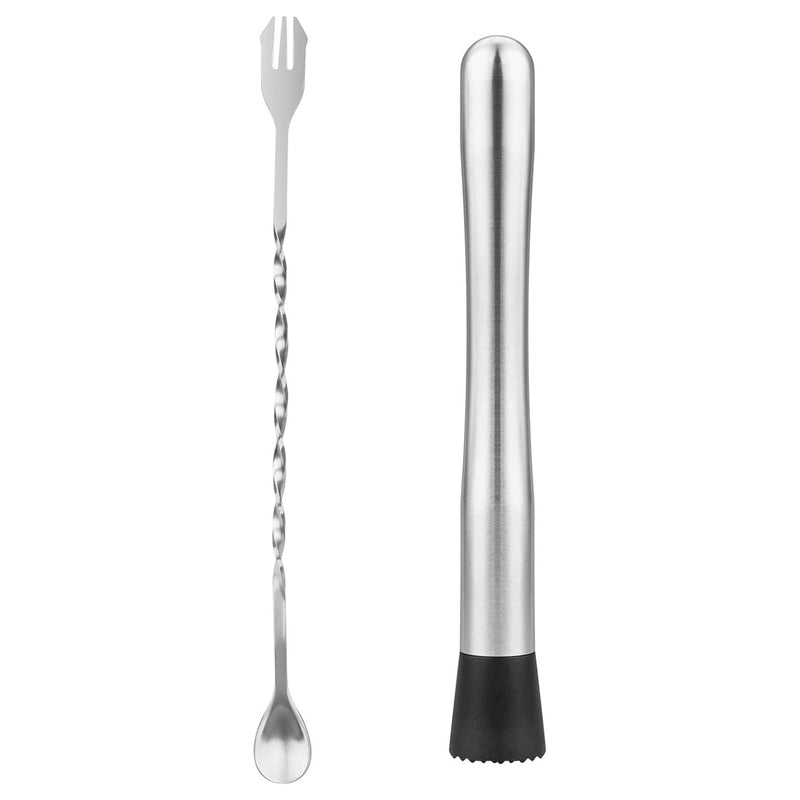 Tifanso 10" Muddler & Long Bar Cocktail Mixing Spoon