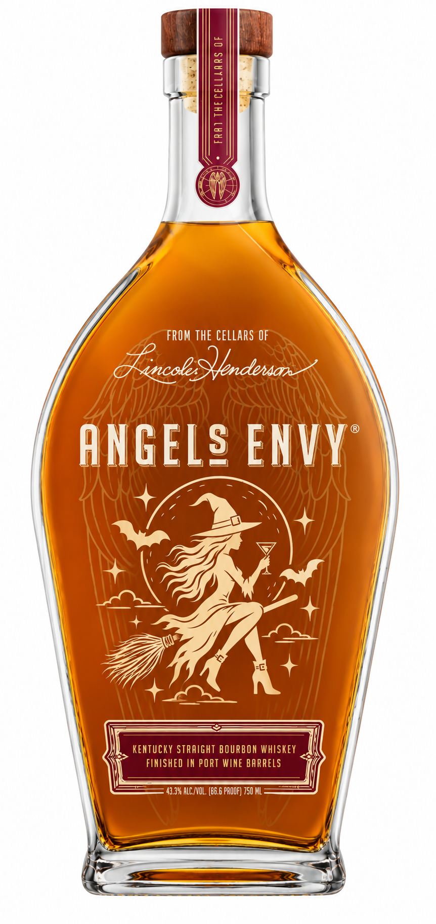 Engraved Halloween Angel's Envy Bourbon Whiskey 750 mL