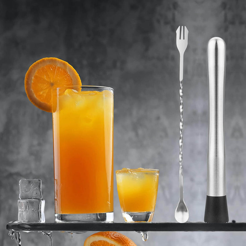 Tifanso 10" Muddler & Long Bar Cocktail Mixing Spoon