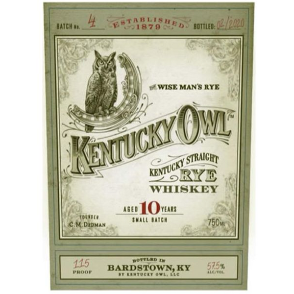 Kentucky Owl 10 Year Old The Wiseman's Rye Kentucky Straight Whiskey Batch #4