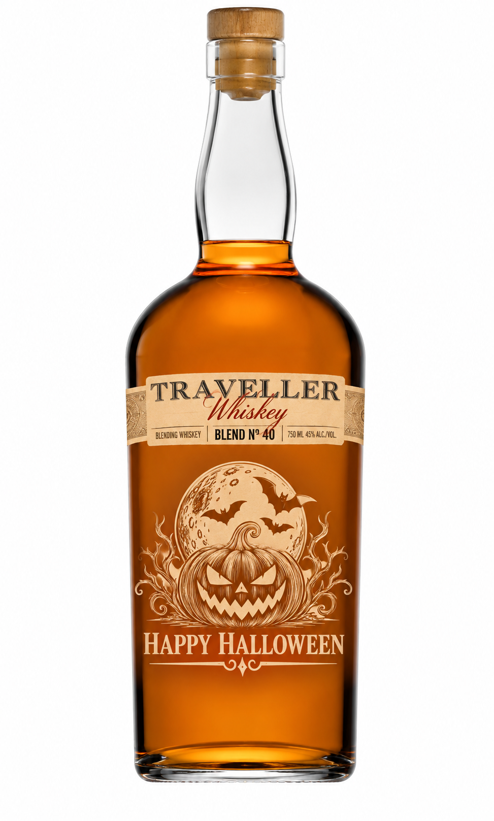 Engraved Halloween Traveller Whiskey 750 mL