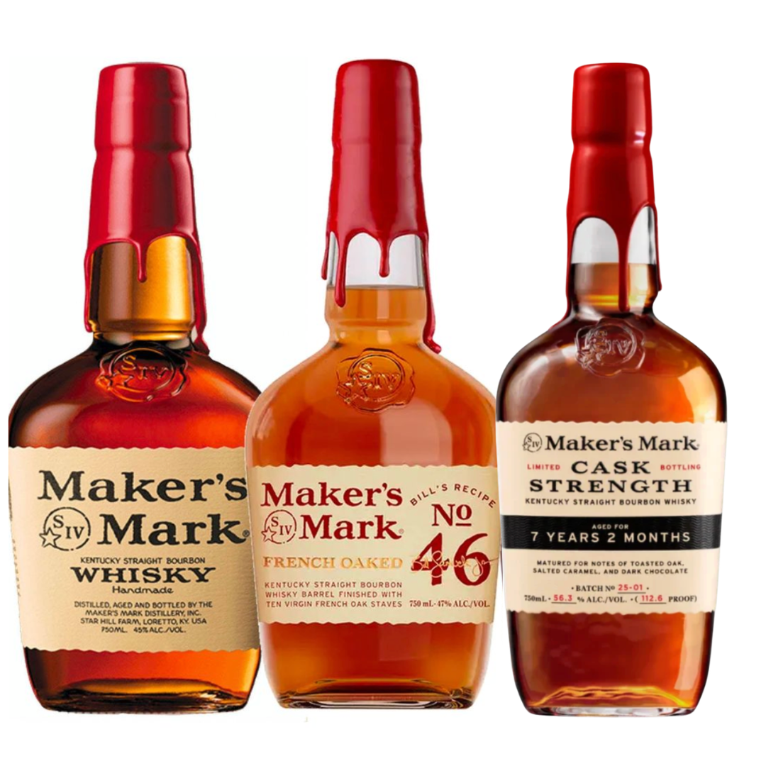 Maker's Mark Whiskey, Maker's 46, & Maker's Cask Strength Value Bundle 750 mL