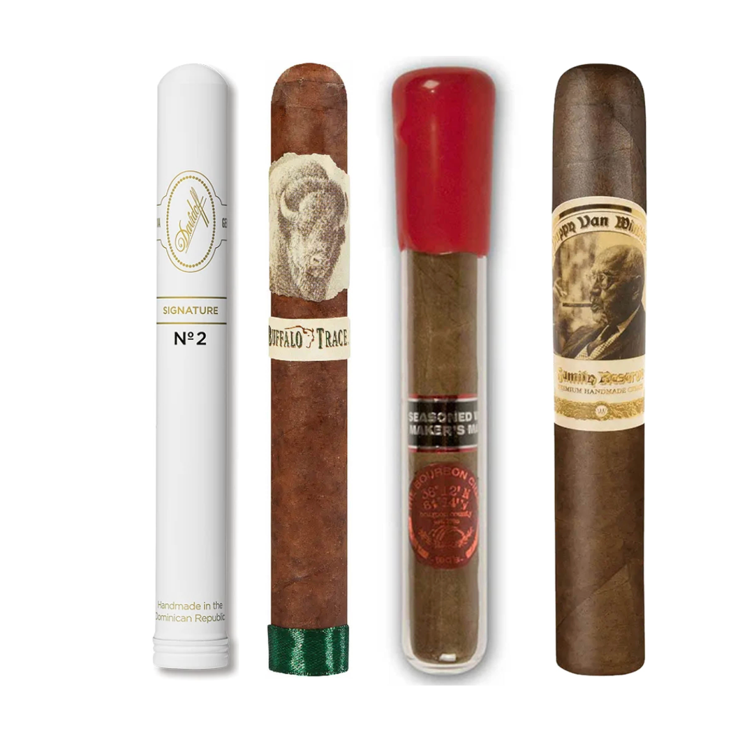 Davidoff Signature No. 2, Pappy Van Winkle, Maker's Mark, & Buffalo Trace Cigar Value Bundle