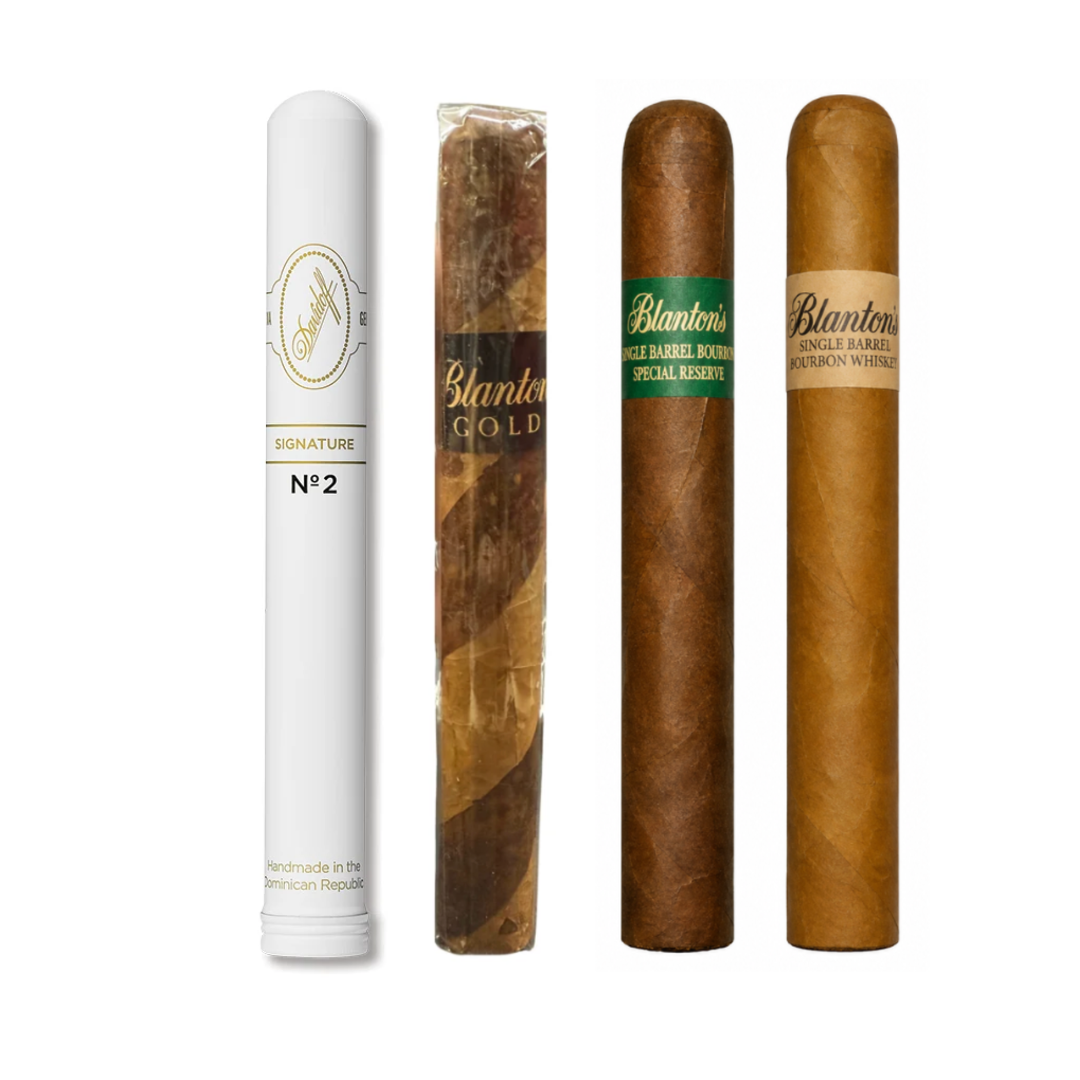 Davidoff Signature No. 2, Blanton Single Barrel, Special Reserve, & Gold Label Cigar Value Bundle