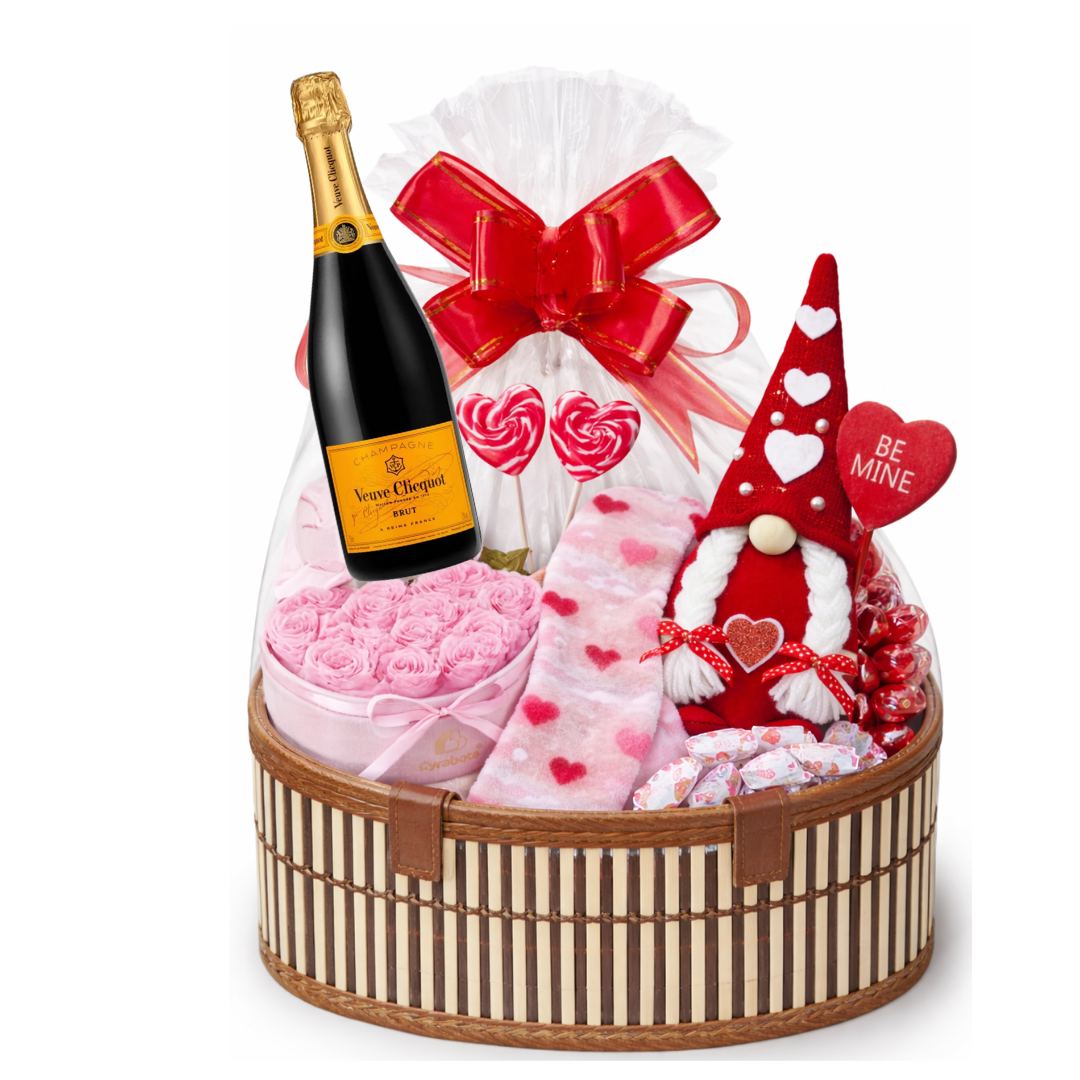 Veuve Clicquot Yellow Label Brut Champagne Valentines Gift Basket