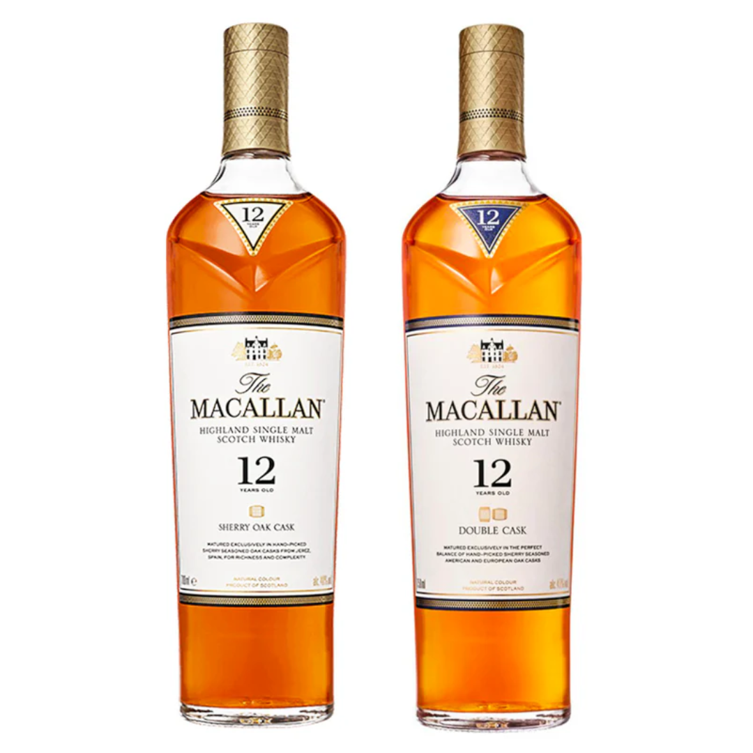 The Macallan 12 Year Sherry & Double Cask Premium Scotch Value Bundle 750mL