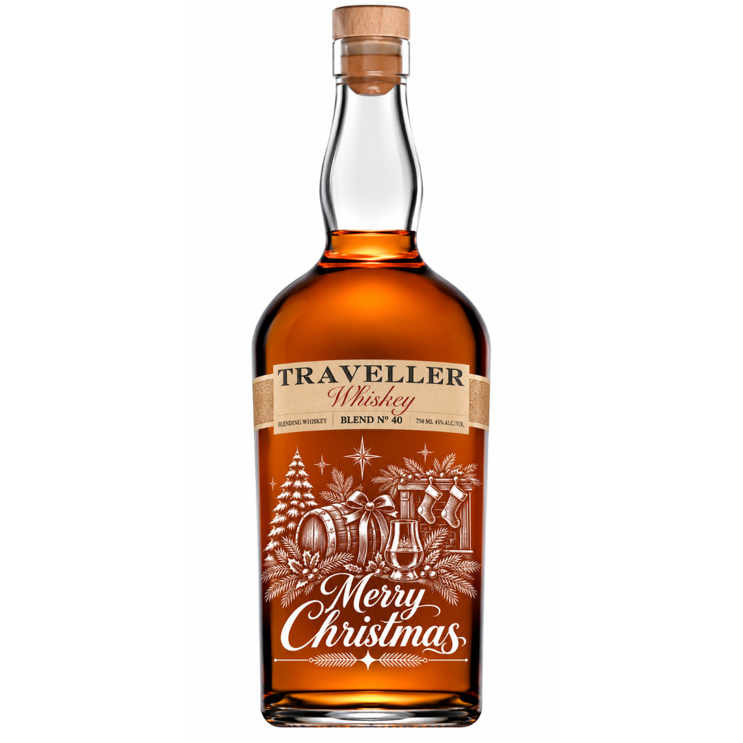 Engraved Christmas Traveller Whiskey 750 mL