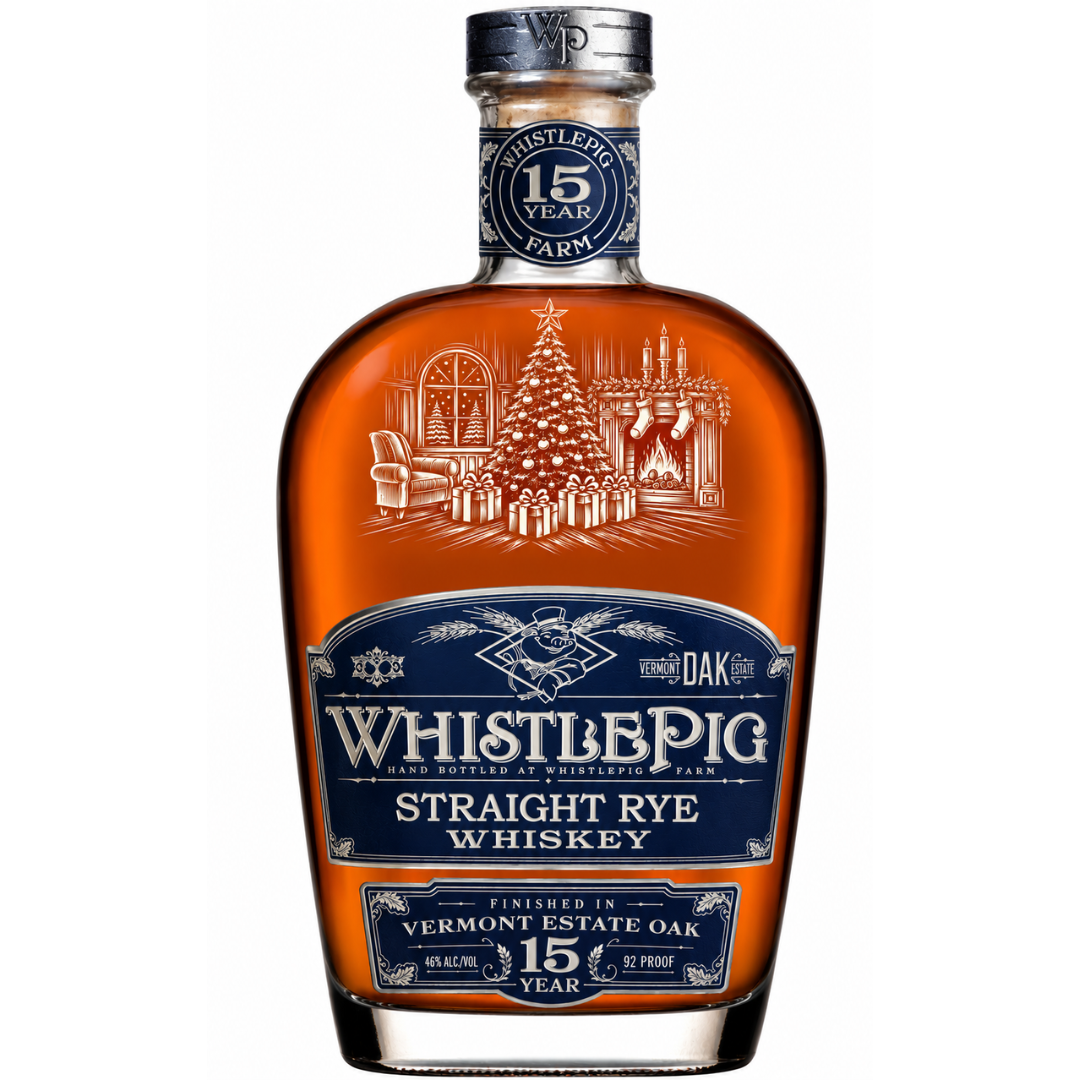 Engraved Christmas WhistlePig 15 Year Rye 750 mL