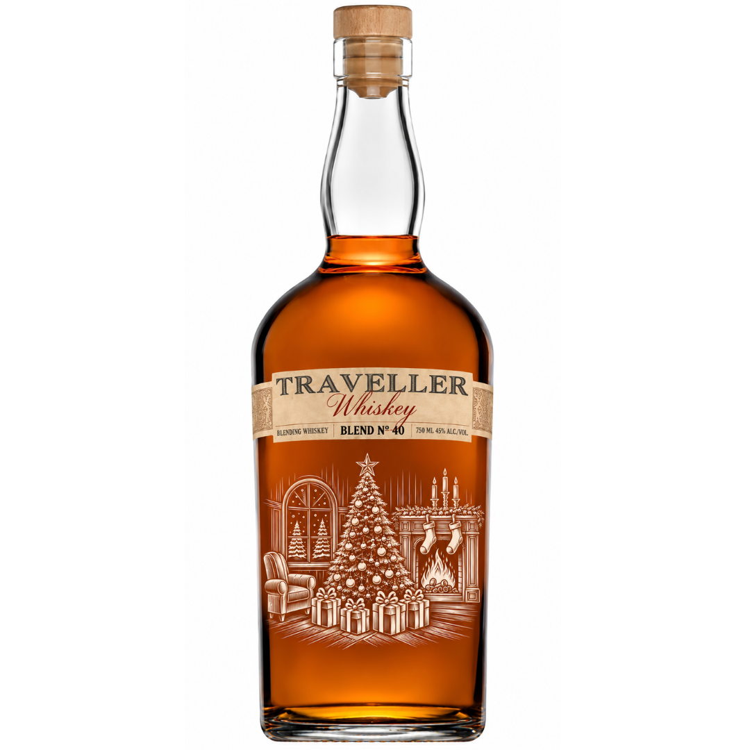 Engraved Christmas Traveller Whiskey 750 mL