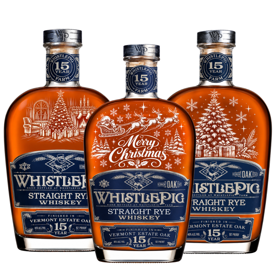 Engraved Christmas WhistlePig 15 Year Rye 750 mL