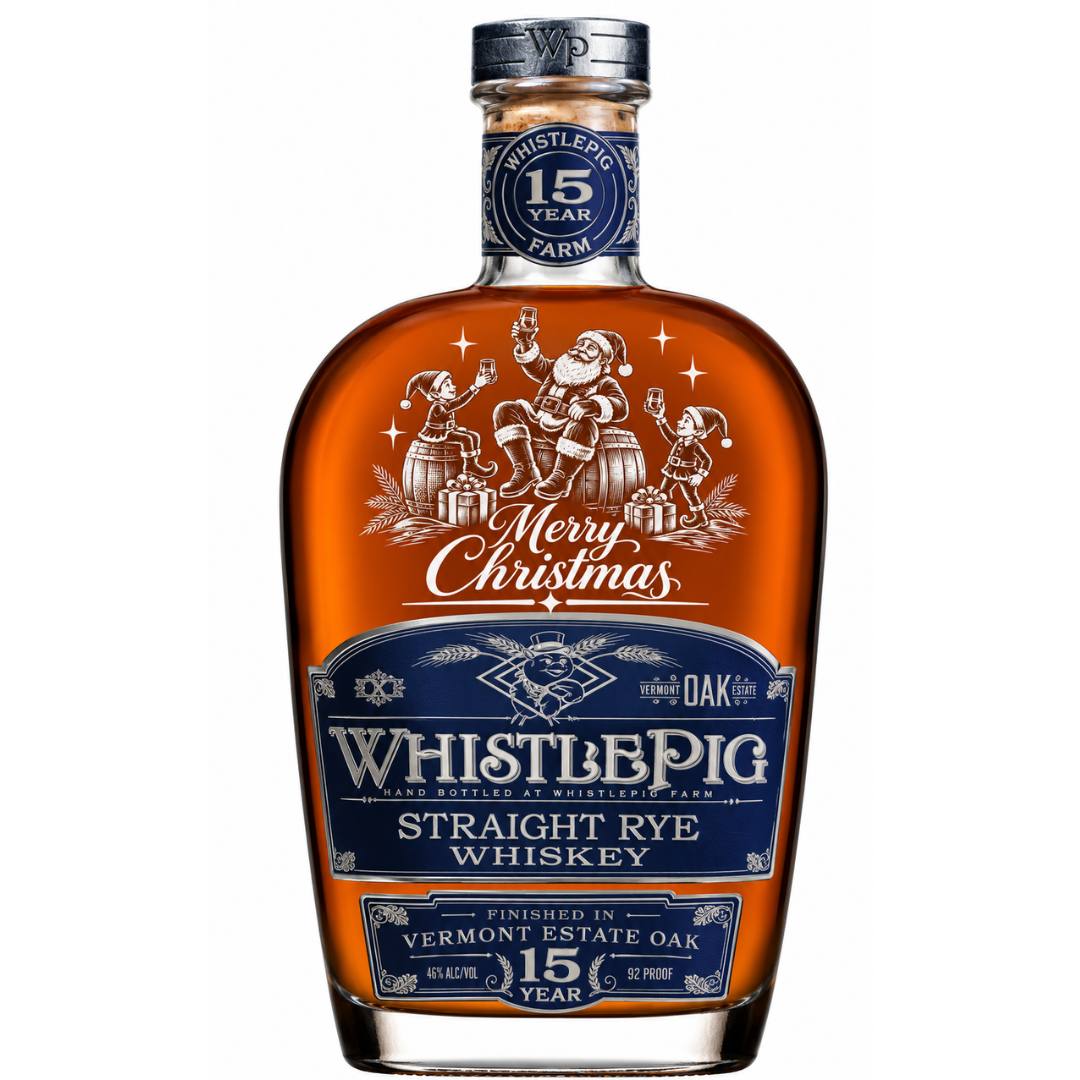 Engraved Christmas WhistlePig 15 Year Rye 750 mL