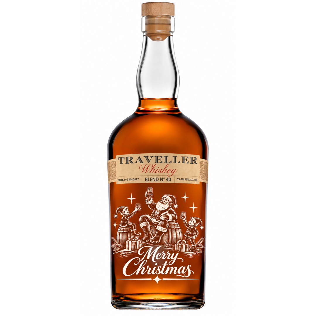 Engraved Christmas Traveller Whiskey 750 mL