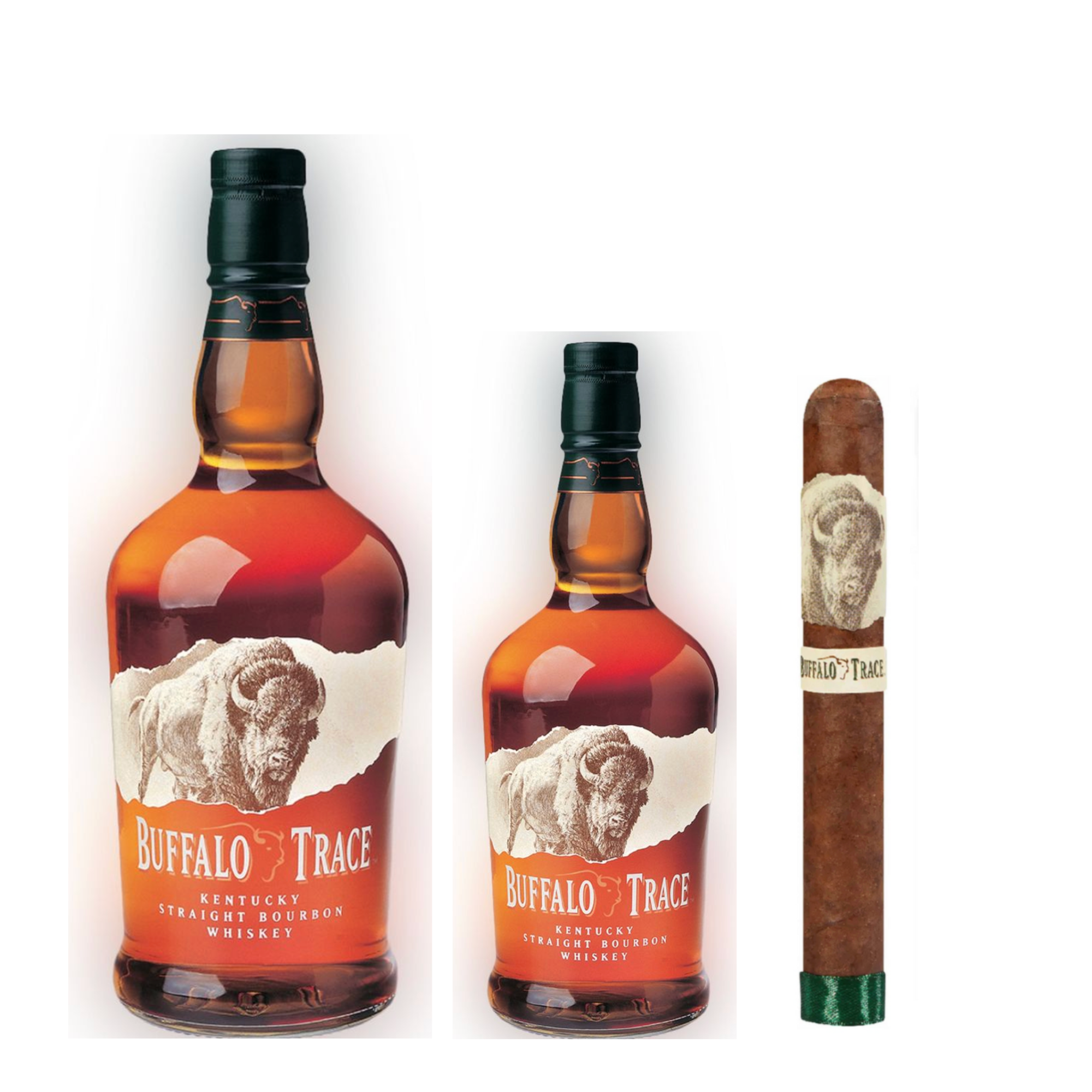 Buffalo Trace Bourbon Whiskey 1.75L, 750mL & Cigar Value Bundle