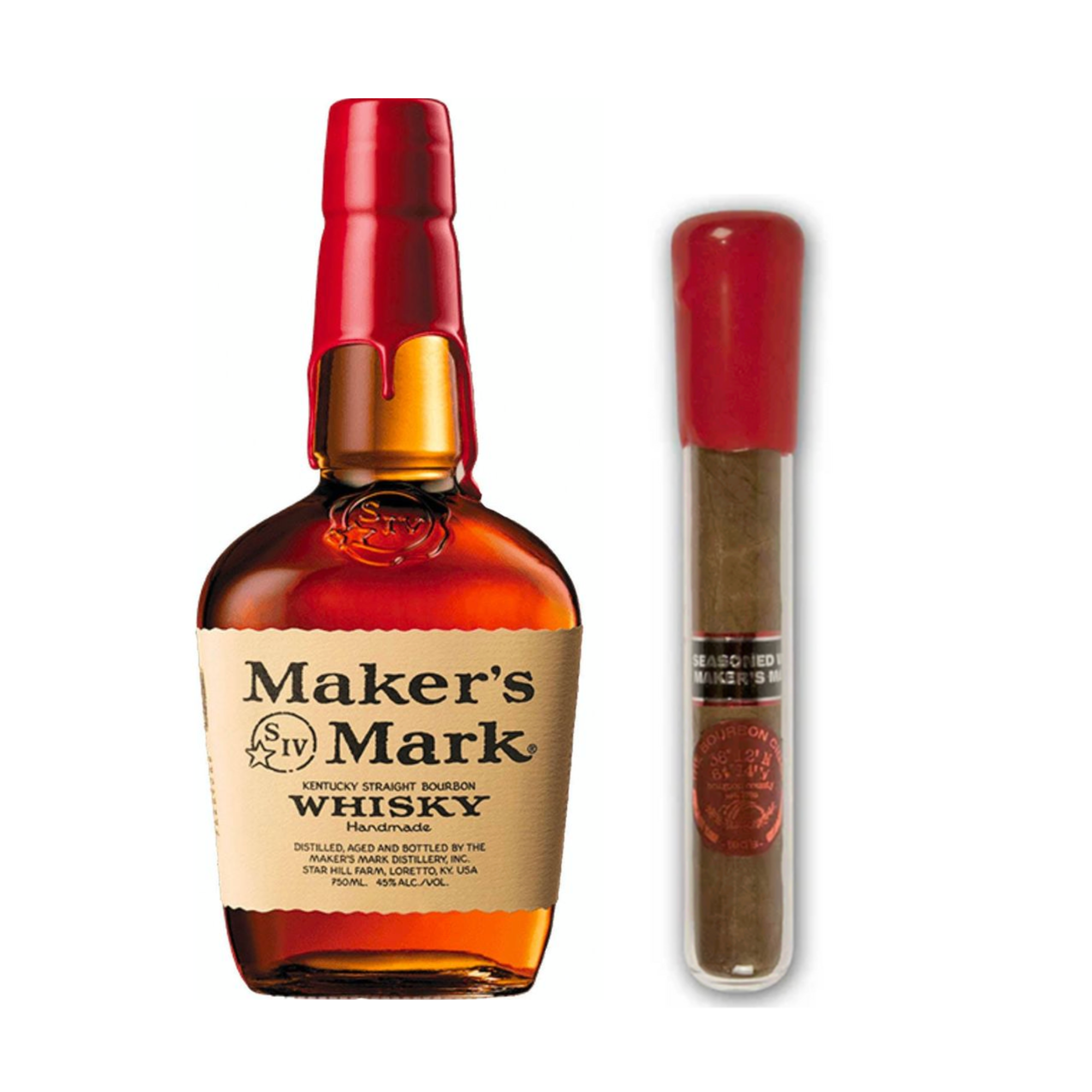 Maker's Mark Bourbon Whisky 750 mL & Dipped Cigar Value Bundle