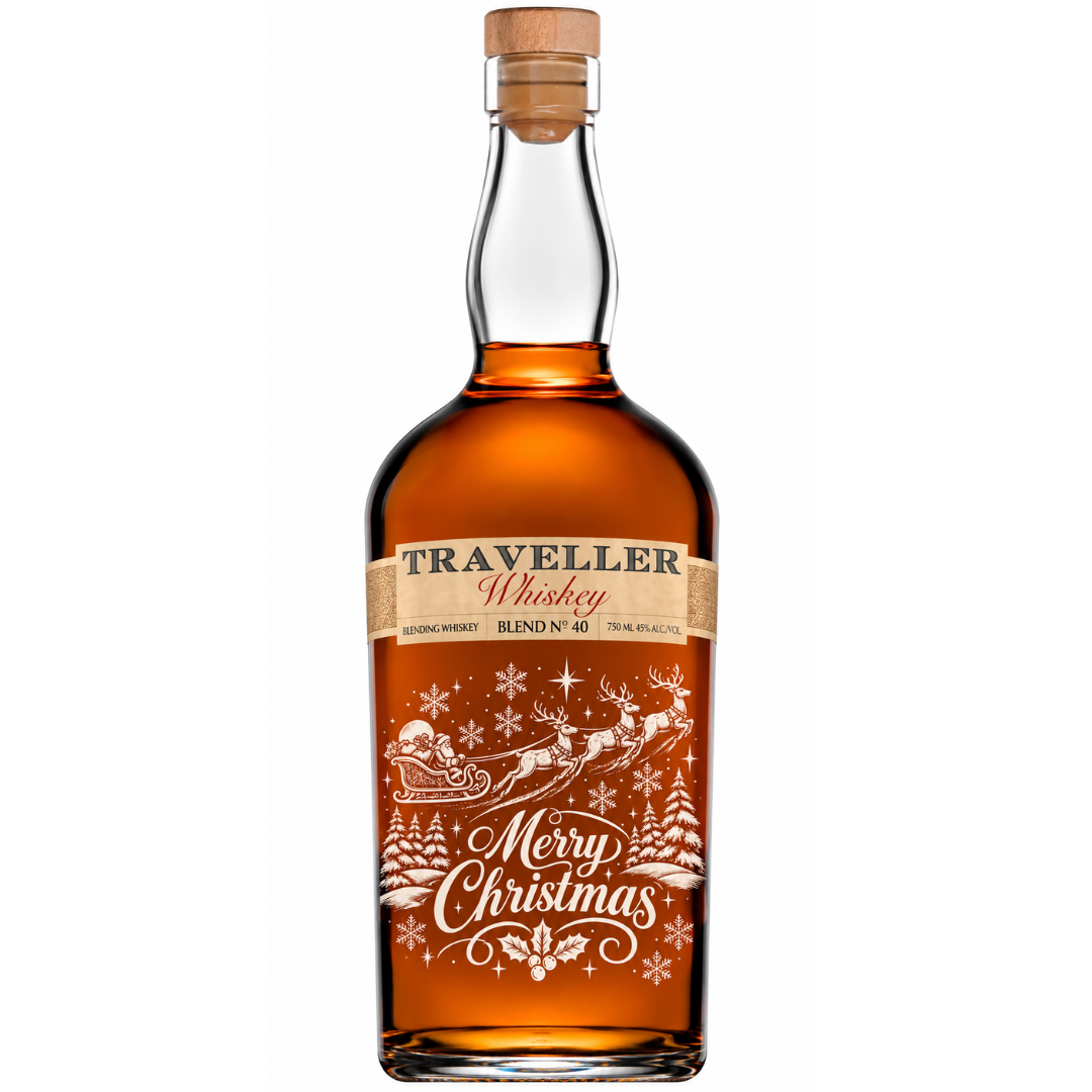 Engraved Christmas Traveller Whiskey 750 mL