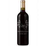 Custom "Ring & Flowers" Engraved Wine Bottle 750 mL