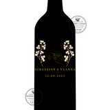 Custom "Ring & Flowers" Engraved Wine Bottle 750 mL