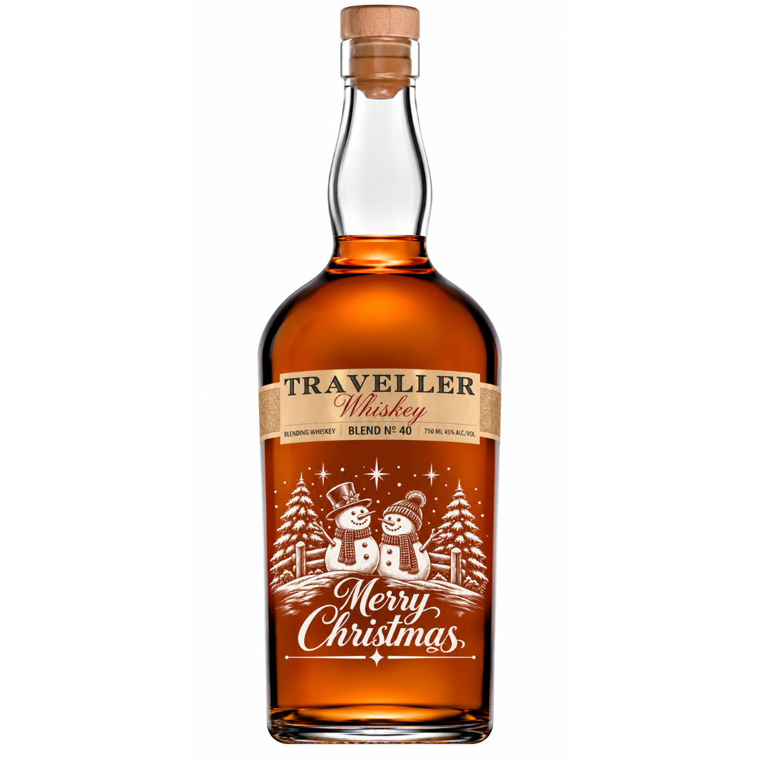 Engraved Christmas Traveller Whiskey 750 mL