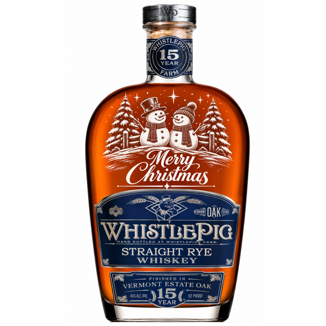 Engraved Christmas WhistlePig 15 Year Rye 750 mL