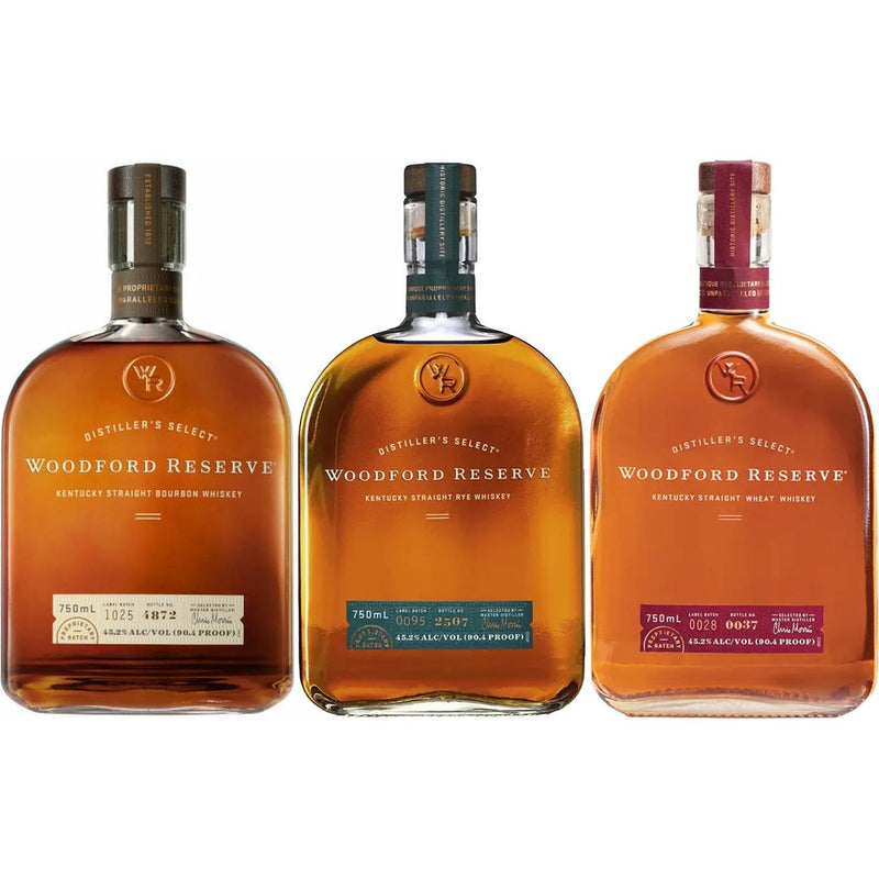 Woodford Bourbon, Rye, & Wheated Whiskey Value Bundle