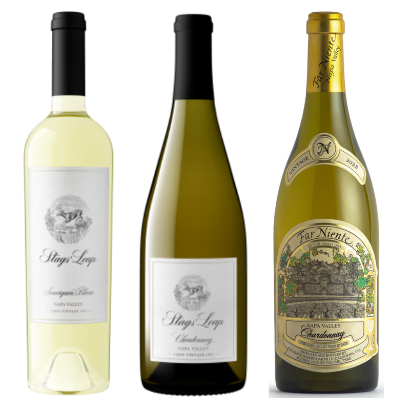 Stag’s Leap Chardonnay, Sauvignon Blanc, & Far Niente Chardonnay White Wine Value Bundle 750 mL