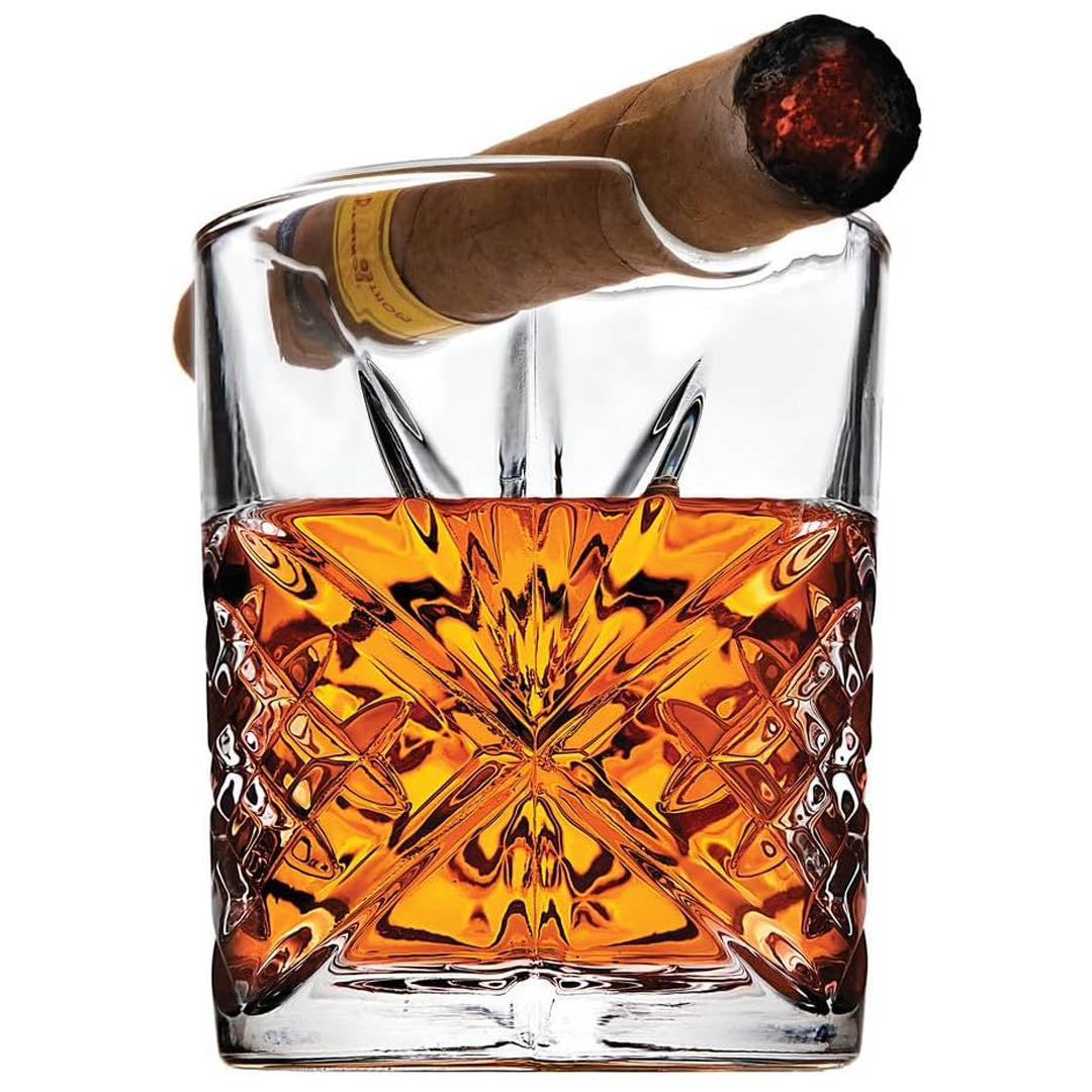Godinger Whiskey Glass with Cigar Holder