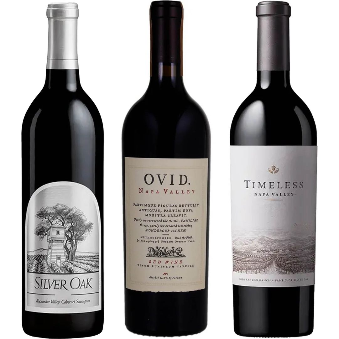 Silver Oak Alexander, Ovid Napa Red, & Timeless Red Wine Value Bundle