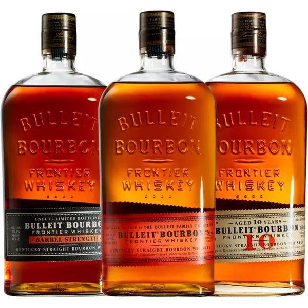 Bulleit Bourbon, 10 Year Bourbon, & Barrel Strength Bourbon Value Bundle