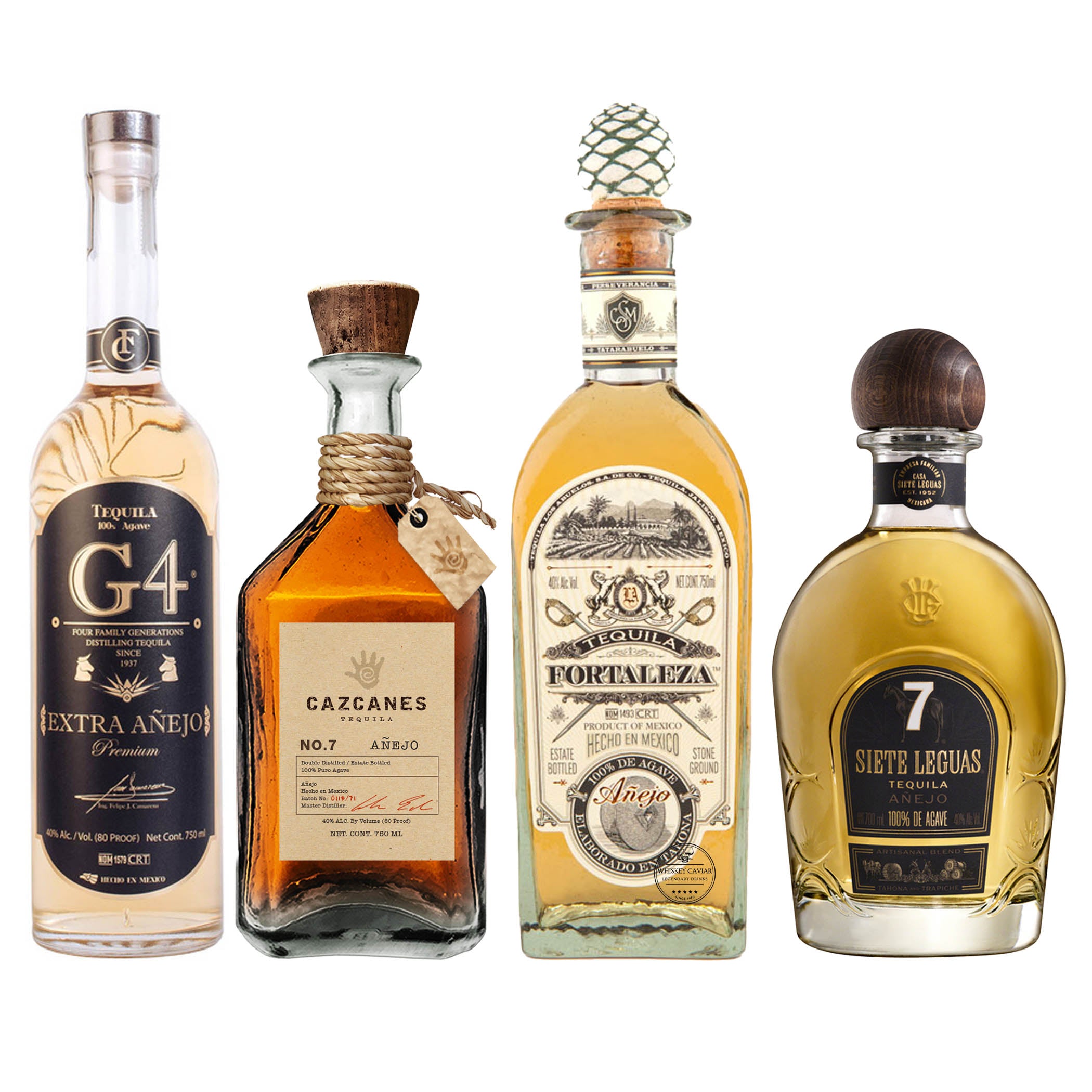 Fortaleza Anejo, G4 Extra Anejo, Cazcanes Anejo, & Siete Leguas Anejo Tequila Value Bundle