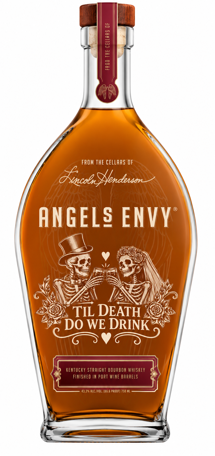 Engraved Halloween Angel's Envy Bourbon Whiskey 750 mL