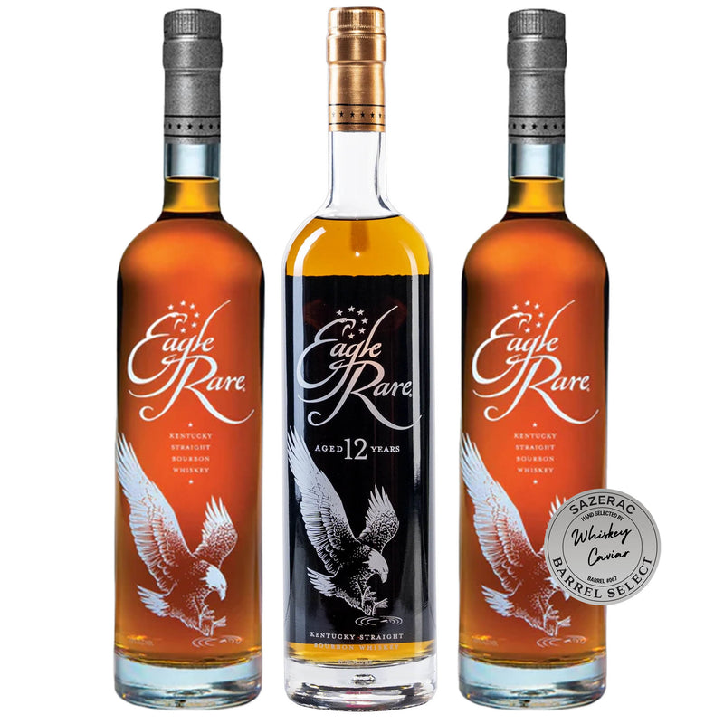 Eagle Rare 10 Year, Eagle Rare 12 Year, & Eagle Rare "Whiskey Caviar" Barrel Pick Value Bundle 750 mL