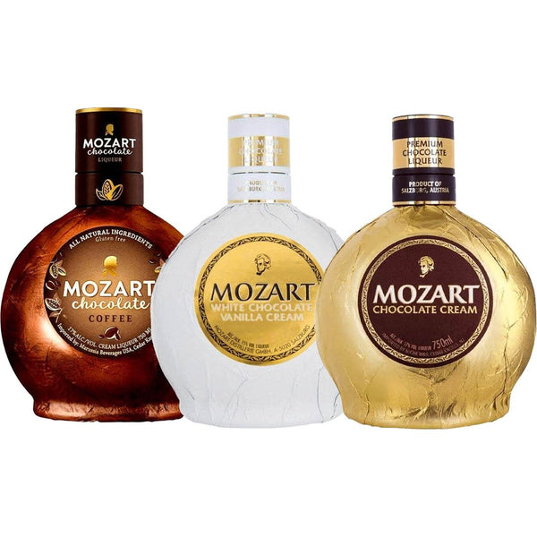 Mozart Chocolate Coffee, White Chocolate, & Chocolate Cream Liqueur Value Bundle 750 mL