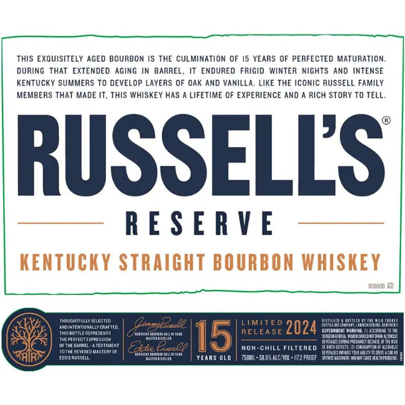 Russell's Reserve 15 Year Old Limited Release Bourbon  750 mL