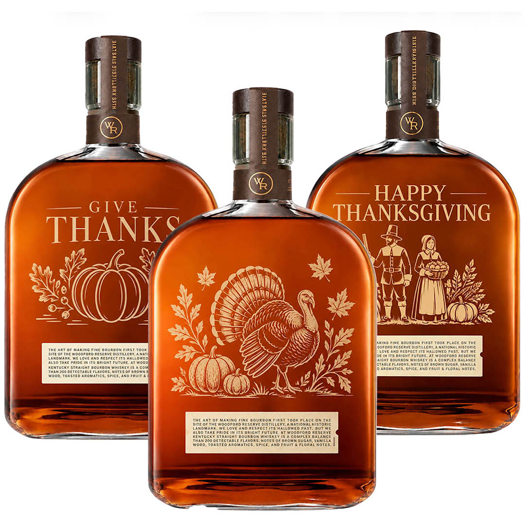 Engraved Woodford Reserve Thanksgiving Whiskey 750 mL